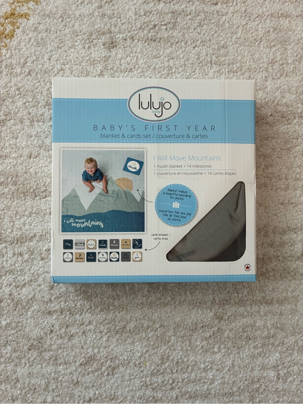lulujo Baby "I Will Move Mountains" Muslin Milestone Blanket Set